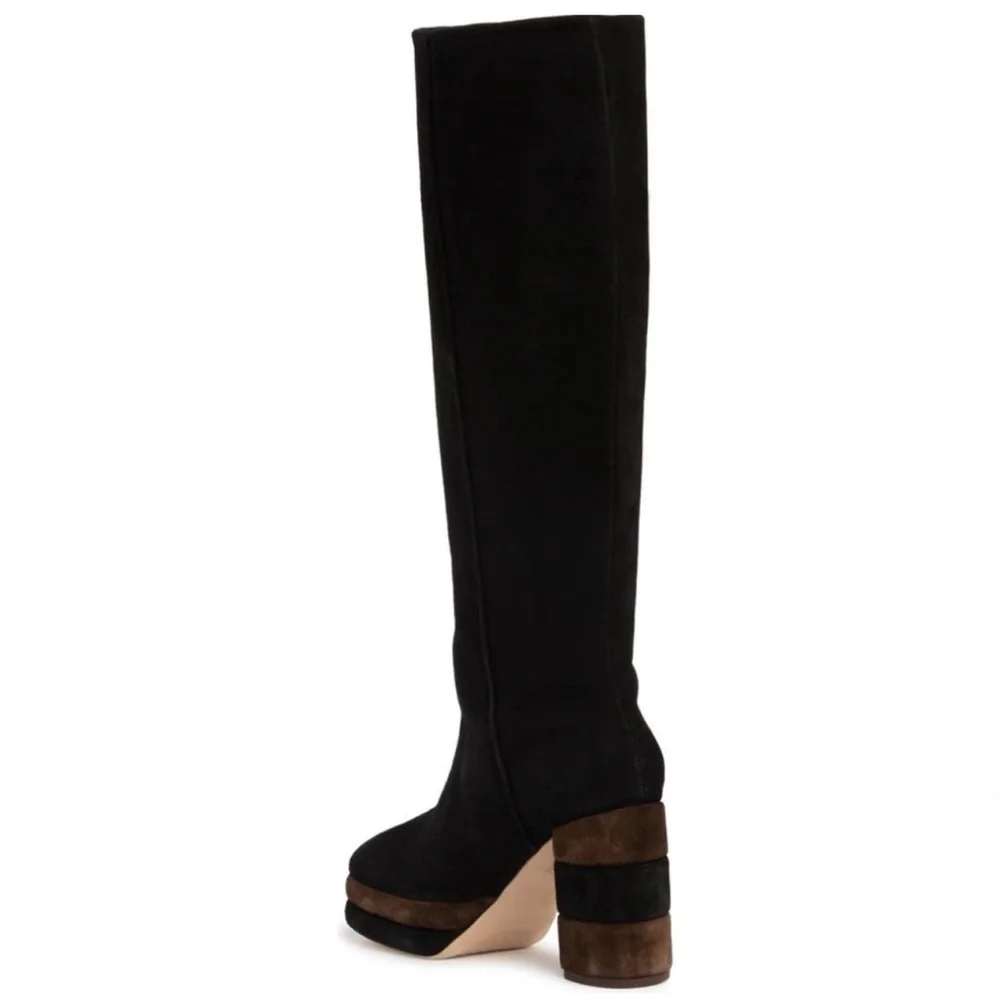 New Tory Burch Platform Tall Knee High Suede Boots - Picture 4 of 8